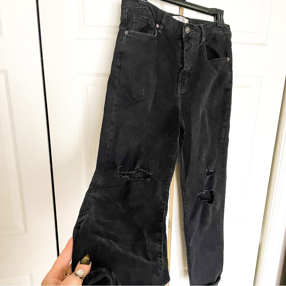 Free People / We the Free Black Straight-leg Distressed Jeans 28 - Picture 2 of 4